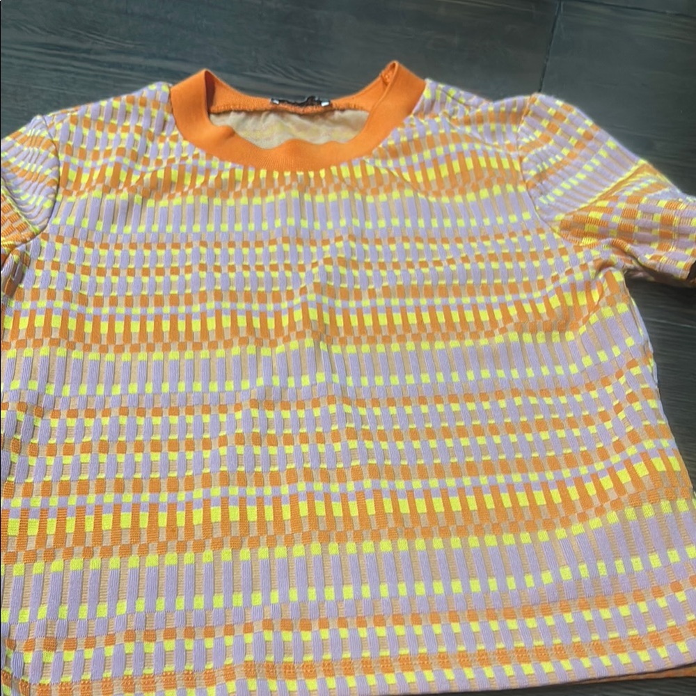 Zara Orange and Yellow Patterned Crop Top - Picture 2 of 7